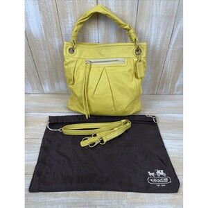 Authentic Coach Parker Yellow Leather 2-Way Shoulder Bag w/ Dust Bag & Strap